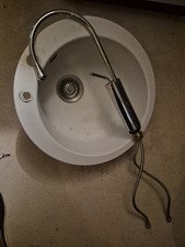 Küchen- Waschbecken rund. Keramik, 48/40 Cm Durchmesser, Wasserhahn gratis dazu