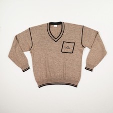 MASELLI Herren Pullover Gr. M/L 52 beige hellbraun Alpaca Strickpullover V-Neck