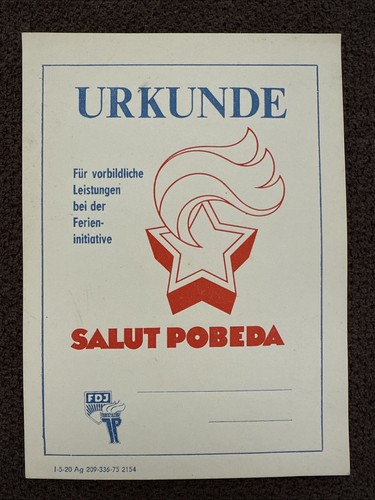 Urkunde salut pobeda - pobeda, thälmann
