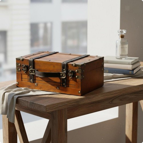 Vintage holzkoffer kiste - holzkoffer,