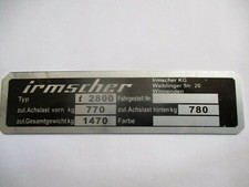 Typenschild Opel Schild I 2800 I2800 Irmscher Manta oldtimer S106