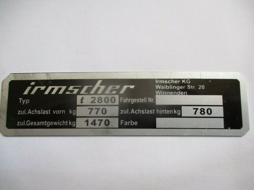 Typenschild opel schild 2800 - opel,