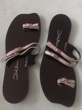 Dick Boons 38 Riemchen Sandalen  Slipper Zehentrenner Leder Silber