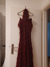 Partykleid lang, kirschrot, Größe 40/42, Polyester  UV399e /Viskose, mit Stola