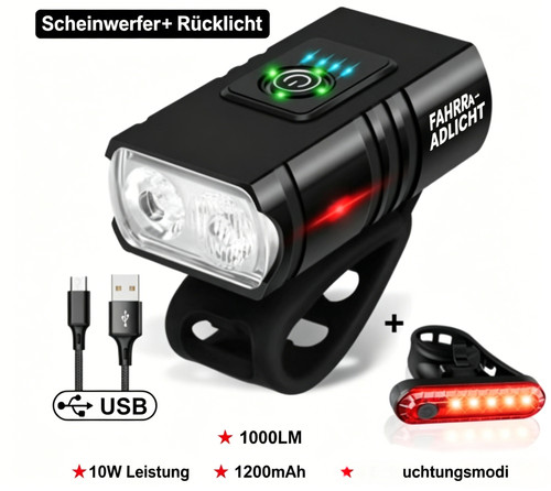 1000lm fahrradlicht set modi - 1000lm,