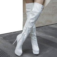 Gr40 Damen Plateau Overknee High Heels Stiefel Extrem Lack Boots Stiletto Schuhe