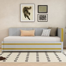 Daybett Tagesbett Polsterbett Schlafsofa Sofabett Einzelbett 90x200cm Samt Grau