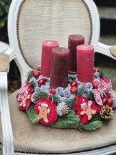 ?Rustikaler Adventskranz Rot Grün Lebkuchen Klassisch Weihnachten Deko