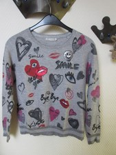 Chalesea Rose NYC Pullover mit lachenden Gesichtern Gr 40