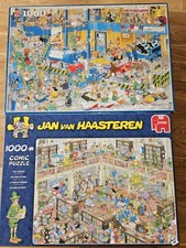 Jumbo Puzzle 2*1000 Teile Jan Van Haasteren  Land Unter / Die Bibliothek