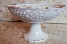 wNeu OVP  Tchibo Gebäckschale m Fuß Decoré Goldrand handbemalt Durchbruchmuster