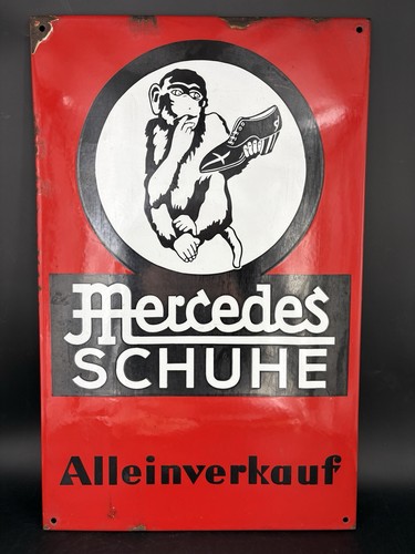Emailleschild mercedes schuhe - mercedes,