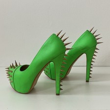 Jumex Plateau Pumps Stacheln Grün Neongrün 38 HP8243 Kunstleder Spikes