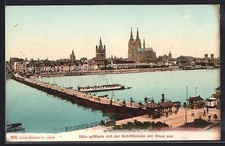 Köln a. Rhein, Schiffbrücke, Dom, Altstadt von Deutz aus, Ansichtskarte 1907 