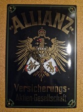 Allianz Emailleschild Versicherungs-Aktien-Gesellschaft gewölbt 25 x 17