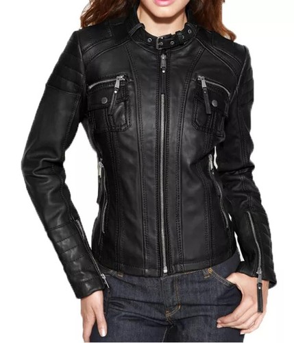 Damen lammfell lederjacke - lammfell,
