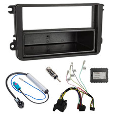 Auto Radio Blende Einbau Rahmen SET Can Bus Adapter für VW Golf 5 6 Skoda SEAT