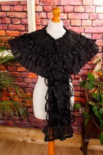 Vintage antik Cape Pelerine schwarz Seide um 1850 Gothic victorian museal
