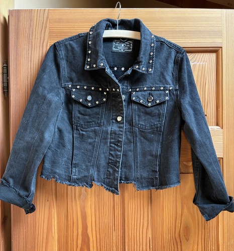 Kurze jeansjacke schwarz mit - jeansjacke,,