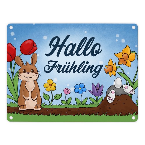 Hallo frühling metallschild - hallo,
