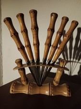 Obstmesser in passendem Halter - Bambus - 60er Jahre