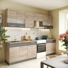 Küche ALINA 270 cm Küchenzeile Einbauküche Küchenblock Sonoma Eiche