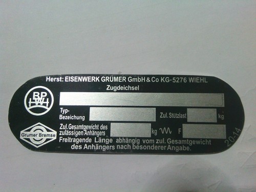 Typenschild eisenwerk grümer - eisenwerk,