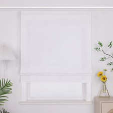 Raffrollo Landhaus Raffgardine mit Klettschiene Küchengardine Transparent Modern