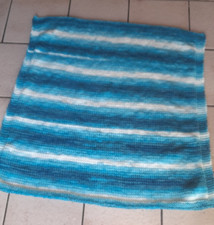  Babydecke  , Wolldecke , Handarbeit , " Türkis-weis  farbverlauf  ",