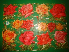 alter Glanzbilder Bogen WS 616 Rosen mit Glitzer