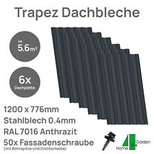 ?Metalldach Komplettset inkl. Fassadenschrauben | 6x Dachbleche Anthrazit 5,6m²