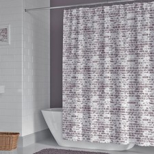 Textil Duschvorhang B/H 120 x 200 cm BACKSTEINMAUER Braun Weiß inkl. 8 Ringe