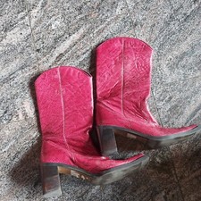 Cowboy-Stiefel Vintage Joe Sanchez Echtes Leder Rot Schlangen- Krokodil Optik...
