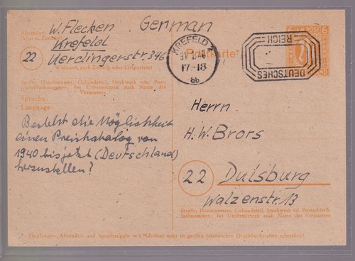 Bizone ganzsachen 905 pfs - 905,,