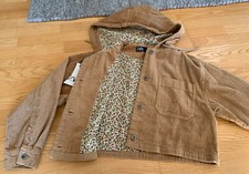 Zara Breit Cord Jacke mit Kapuze, Gr. M, Beige/ Blumenmuster, Neu mit 🏷