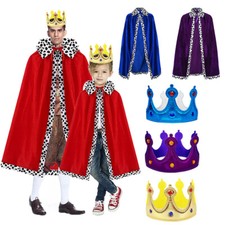 Erwachsene Kinder Umhang Königsumhang Junge Karneval Cosplay Königskrone Cape