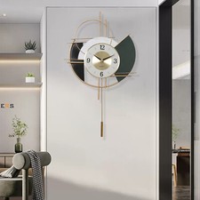MDF Wanduhr Modern Nordische Wanduhr mit Pendel Stille Kunstwanduhr Dekoration