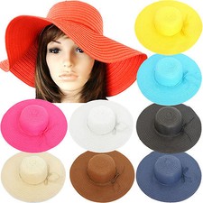 DAMEN HUT TREND SCHLAPPHUT SONNENHUT STROHHUT SOMMERHUT KOSTÜM FASCHING KARNEVAL