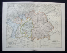Antike Landkarte: Deutsches Reich (Süd), Das Nationale Lexikon, 1880