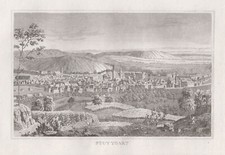 Stuttgart Gesamtansicht Original Kupferstich Strahlheim 1837