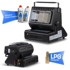 ZMC 2in1 Camping Gasheizung 1,3kW Gaskocher Keramik tragbar mit Gaskartuschen
