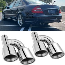 Edelstahl Auspuff Endrohre Doppelrohr Chrom für Mercedes E-Klasse W211 E55 AMG 