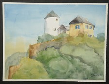 Aquarell Original Burg