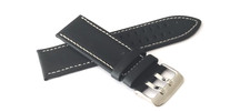 Uhrenband Echt Leder schwarz 26 mm mit Doppeldornschließe