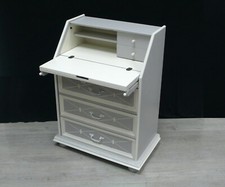 Kleiner Sekretär 3 Schubl, Vintage, Antik Stil, in dezent Shabby Hellgrau-Weiß