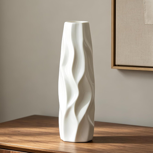 Weiße keramikvase hohe - weiße, keramikvase,
