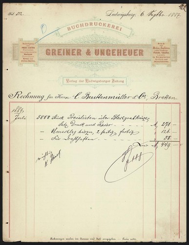 Rechnung ludwigsburg 1887 - rechnung,