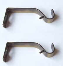 2 Wandhalter Metall messing antik für 16 mm Gardinenstange