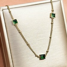 Damen Halskette Zirkonia Gold