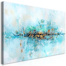 Kunst Modern Abstrakt  Blau VLIES LEINWAND DEKO BILDER WANDBILD XXL WOHNZIMMER